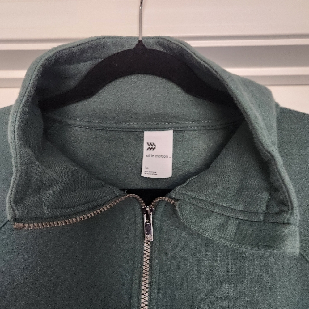 All in Motion Dark Green Half-Zip Fleece Sweatshirt Pullover - Picture 2 of 6